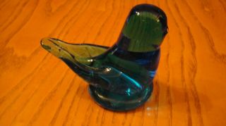Leo Ward Signed Bluebird Of Happiness Glass Bird Paperweight Figurine 1999 Bird