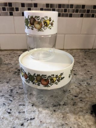 Vintage Pyrex Spice Of Life Glass Canisters Set Of 2 Storage Jars With Gaskets