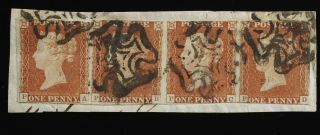Penny Red Sg8/sc 3 Pa - Pb - Pc - Pd Strip Of 4 On Piece Maltese X - See Images Front,  Bk