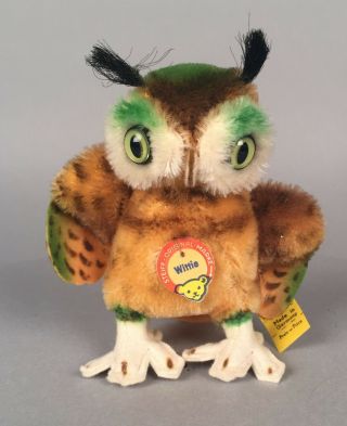 Vintage Steiff Wittie Owl - 4310,  00 4 " Tall 1959 - 67 - All Tags