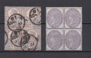 Lot:37059 Gb Qv Jubilee Issue 5d Block Of 4 1d Lilac Fiscal Block Of 4