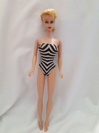 Vintage Barbie 3 ? Hard Body With Suit.  Blue Iris Eyes,  No Green