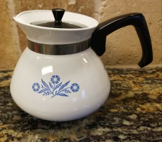 Vintage Corning Ware Cornflower Blue 6 - Cup Tea Pot Kettle