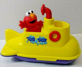 Vtg 1996 Tyco Sesame Street Tub Sub W 2007 Fisher Price Tub Sub Elmo