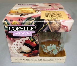 Set Of 4 Corelle Impressions Callaway Green Ivy 7 Ounce Juice Glasses Nib