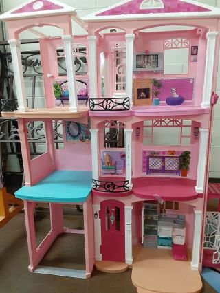 Mattel Barbie 3 Story Pink Furnished Doll Town House Dreamhouse Townhouse Malibu