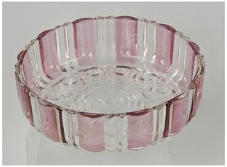 Vintage " Old Cafe " Anchor Hocking Clear Ruby Glass Ribbed Candy Dish No Lid