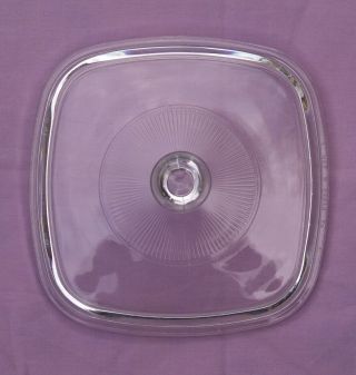 Pyrex Corning Ware A7c Replacement Lid Only Clear Square Starburst Ribbed 7 " X7 "