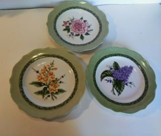 (3) 8.  75 " Princess House Vintage Garden Salad Lunch Plates Florals