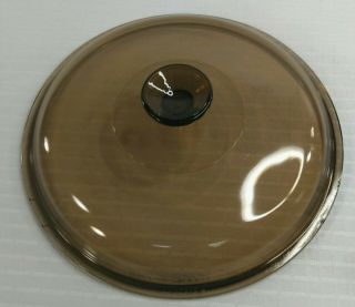 Pyrex 31 Vision Ware Round Lid Only Brown/amber Glass 10 " Diameter Inside