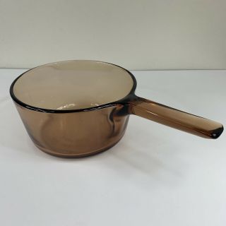 Vintage Pyrex Visions Corning Ware Amber 1.  5 L Sauce Pan Cookware,  No Lid,  Usa
