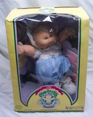 Cabbage Patch Kids Preemie Baby Girl Joyleen 14 " Plush Stuffed Doll W/ Box 1985