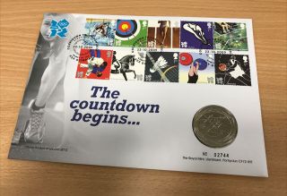 Great Britain London 2012 Olympics The Countdown Begins Stamp & £5 Coin Cover