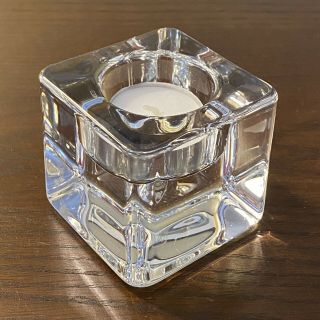 Orrefors Sweden Crystal Ice Cube Votive Candle Holder With Sticker