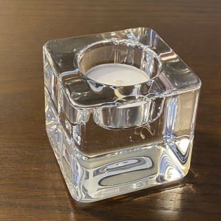 Orrefors Sweden Crystal Ice Cube Votive Candle Holder with Sticker 2
