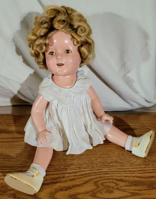 17 " Rare Shirley Temple Doll Vintage Composition With Orig St Dress And Slip