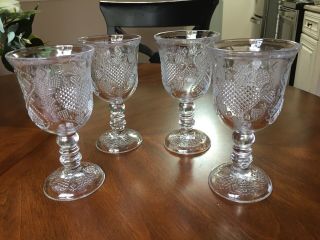 Four (4) Vintage Fostoria Heart And Floral Iced Tea Water Goblets For Avon 1978