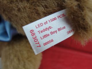 2016 STEIFF LTD 56/1500 LITTLE BOY BLUE JOINTED TEDDY BEAR & LA 683077 30 CM 12 