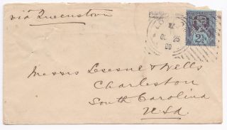 1889 Hb & Co 2½d Perfin London Hoster Machine Cover To South Carolina Usa