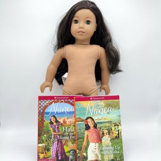 American Girl Nanea Doll 18” Hawaiian No Outfits Two Books Ag Euc