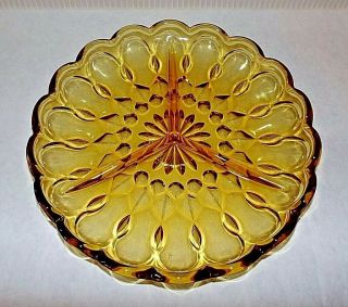 Vintage Anchor Hocking Amber Fairfield Gold Glass Divided Relish Tray Plate