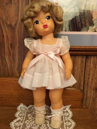 Vintage 1950’s 16 " Terri Lee Doll Dressed In Tagged Organdy Frock - So Cute