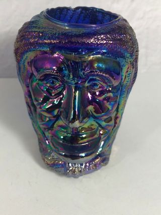Joe St Clair Carnival Glass Witches Head Old Wolman Toothpick Holder 3c