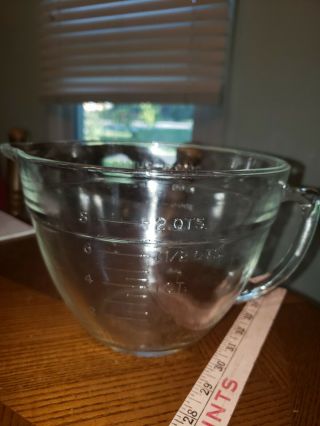 Vintage Glass Anchor Hocking Measure Cup Clear Batter Bowl 2 Quart 8 Cup