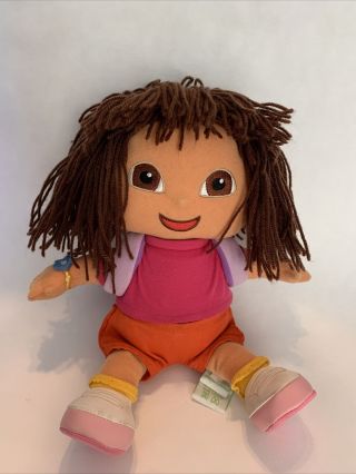 Vtg Dora The Explorer Dora W/backpack Plush Stuffed Animal Doll 12 " Plush Gund