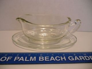 Vintage Pyrex 1526 Clear Glass Gravy Boat With Matching Underplate 16 - C,  Euc