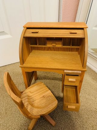 American Girl Kit Rolltop School Desk And Swivel Chair