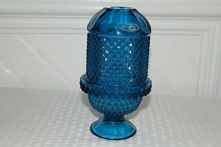 VINTAGE BLUE FAIRY LAMP 2 PIECE CANDLE HOLDER TURQUOISE COLOR WAFFLE DESIGN 2
