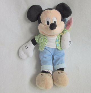 Disney Store Spring Mickey Mouse Flowers Plush Soft Toy Bean Bag 10 "