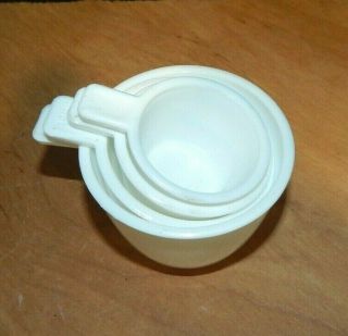 4 Pc White Milk Glass Depression Style Measuring Cup Scoop Set 1 1/2 1/3 1/4 C