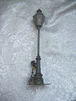 Rare Antique Black Americana Metal Lamp Post With 2 Children Playing At The Base