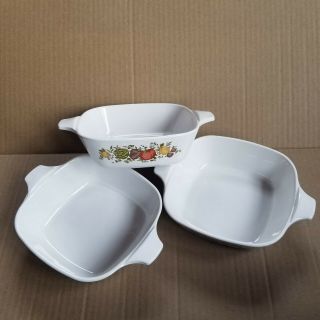 Set 3 - Vintage Corning Ware Spice Of Life 1 - 3/4 Cup Small Casserole Dish P - 41 - B