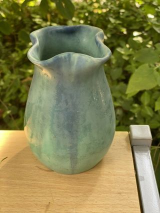 Muncie Art Pottery Vase green ruffles 5 