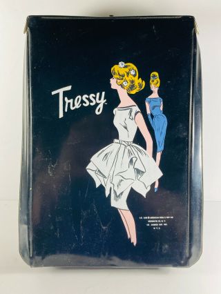 Vintage Black Vinyl Tressy Doll Case Box Jasseck American Toy Co