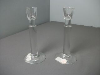 Set Of 2 Calvin Klein Candlestick Holder - Lead Crystal Glass - Poland - L Pp