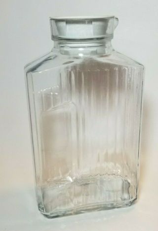 Anchor Hocking Vintage Refrigerator Bottle Glass Juice Ribbed Jug Pitcher 2 Qt