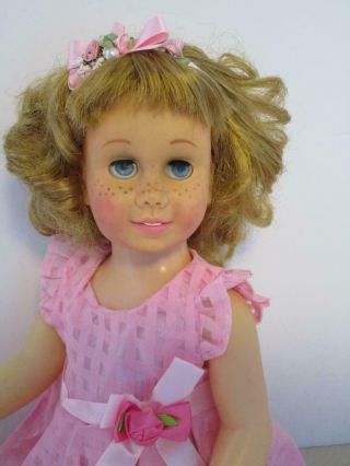 Restored Mattel Chatty Cathy Blonde Bob Pink Party Dress Nonverbal