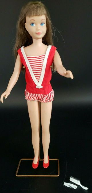Vintage 1963 Skipper Barbie Doll Brunette Swimsuit Complete