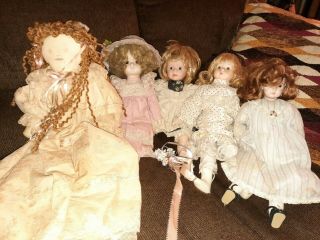 Haunted Rag Annabelle And 4 Sisters Vintage Antique Porcelain Dolls Paranormal.