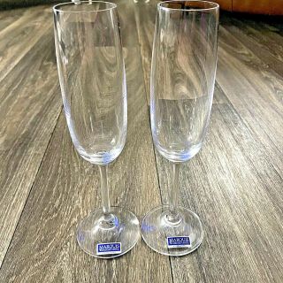Vintage Waterford Marquis Crystal Fluted Champagne Glasses Signed Set Of 2