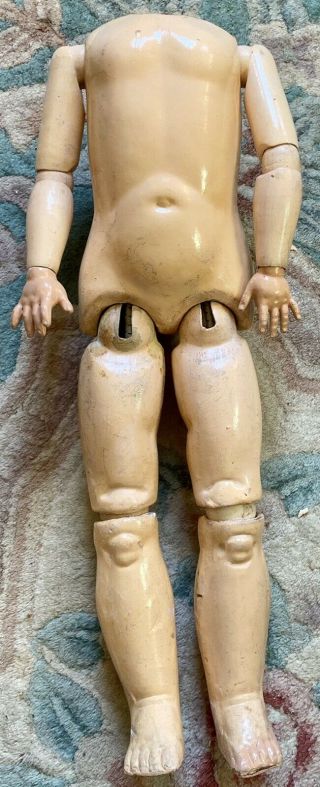 Antique 18” German Fully Jointed Composition Doll Body For Bisque Doll