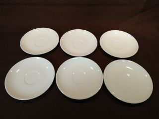 Set Of 6 Vintage Centura By Corning White Coupe 6 " Coffee Tea Cup Saucers