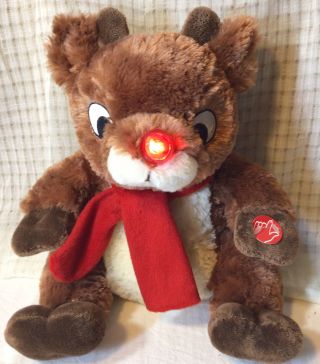 Vintage Dan Dee Rudolph The Red Nosed Reindeer Light Up Singing Plush Xmas 12 " H