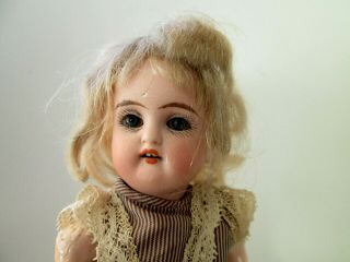 Antique 5 " German Bisque Doll Socket Head K & R 192 Blue Sleep Eyes 2 Teeth