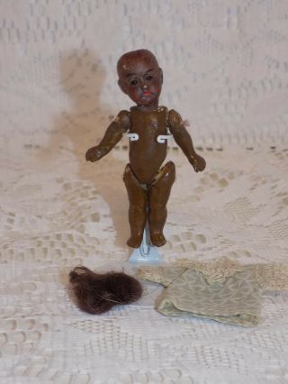 Tiny Antique German African American Black Brown Doll House Doll Tlc