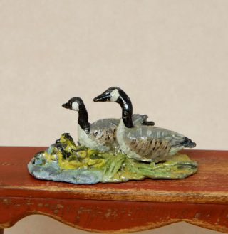 Vintage Kupjack Silver Shop Geese Sculpture Dollhouse Miniature 1:12